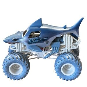 Monster Jam Megalodon 1:64 scale Die-Cast Monster Truck Blue Shark White Chassis